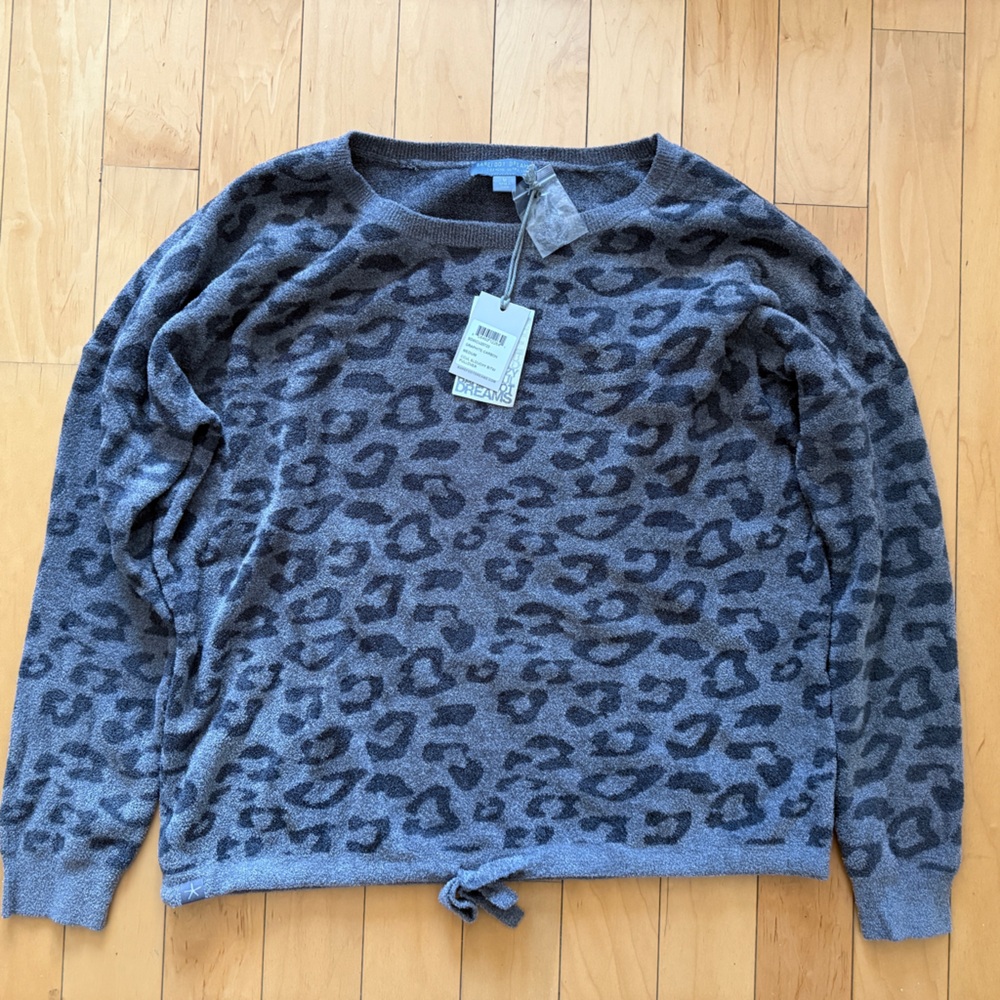 Barefoot Dreams CozyChic Charcoal Leopard Sweater
